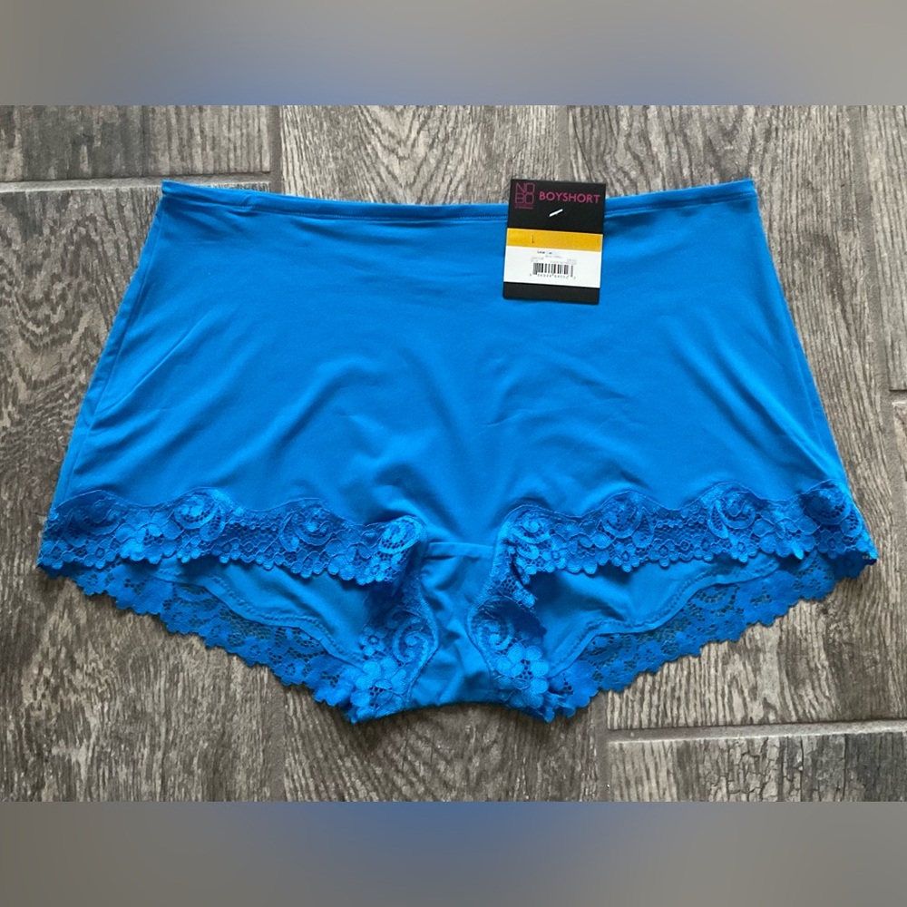 New Nobo, No Boundaries lace trim boyshort panties you pick size. Blue Thrill